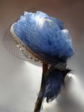 Couture Parisisal hat with silk netting and ostrich feather