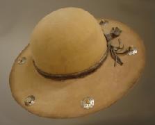 Fur felt, Metal Coins, deer suede hat band