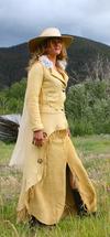 Buckskin deer suede hand laced skirt, camisole, and deer leather coat