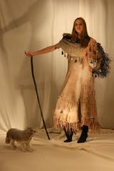 Deer suede, one arm dress.