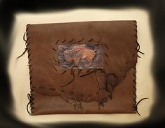 Hand tolled Original art, Leather Laced pouch
