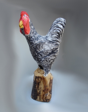 Hand Carved Rooster, Aspen Wood
