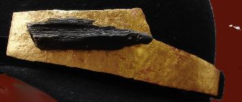 found object on gold leafed hammered copper hat band