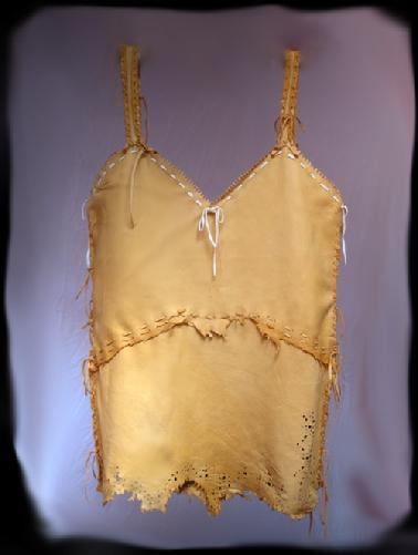 Deer leather hand laced lace cut camisole