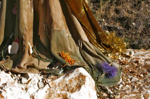 Hand made leather and feather wild flowers