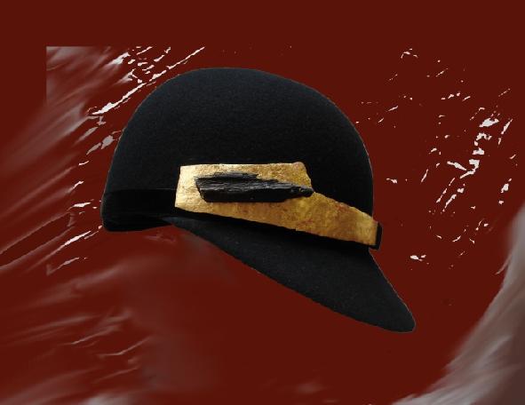 Louise Nevelson Hat made couture hat with gold leaf on Copper